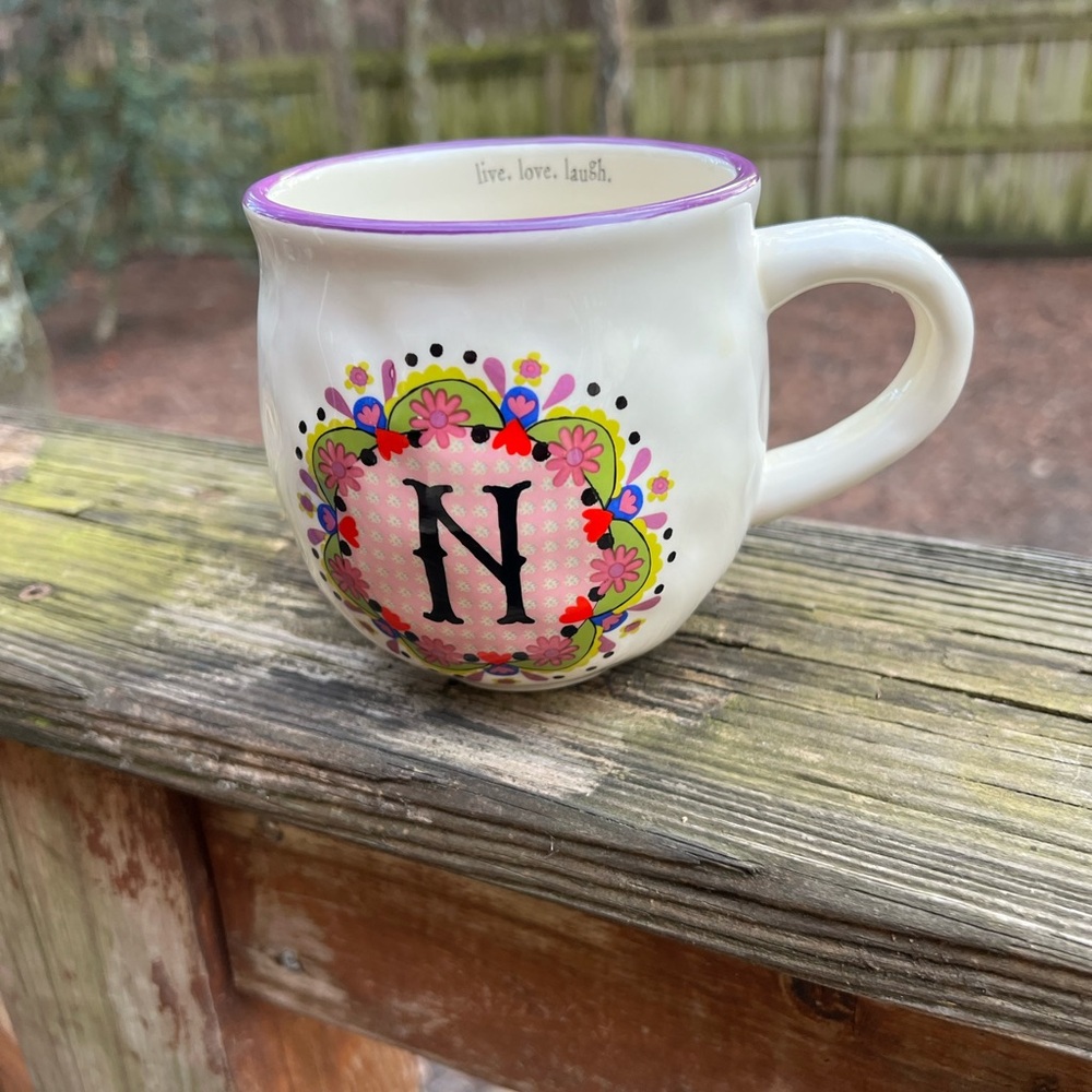 Natural Life Initial Cup Letter 'N' Ceramic Coffee Mug
